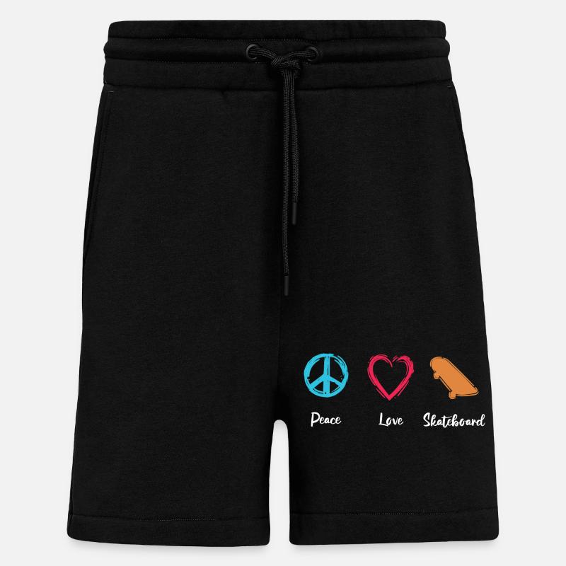 Frieden Liebe Skateboard - Shorts - made by SPREAD - SOLID BLACK
