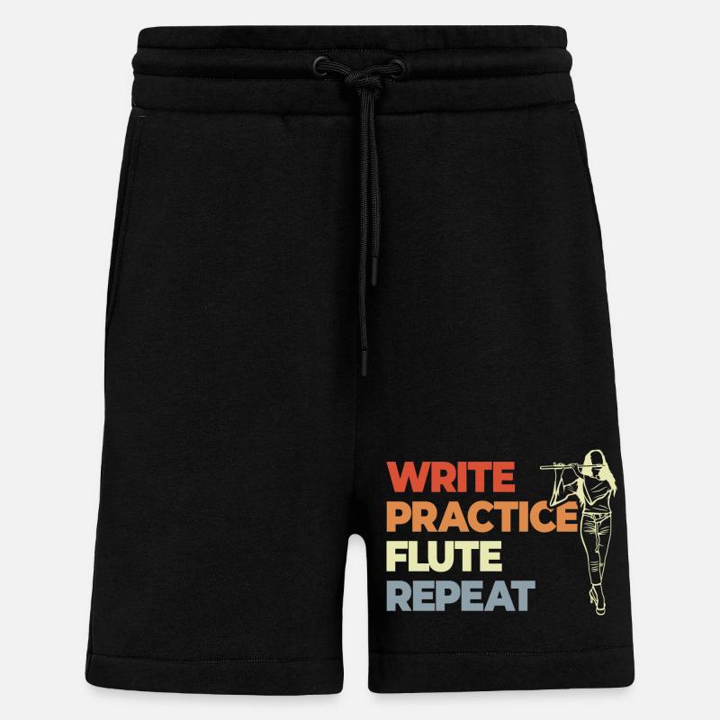 Write Practice Flute Repeat - Shorts - made by SPREAD - SOLID BLACK