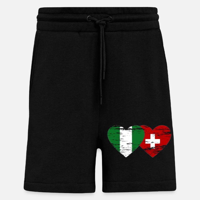Nigeria Suisse Drapeau Coeur utilisé - Short bio décontracté fabriqué en UE - SOLID BLACK