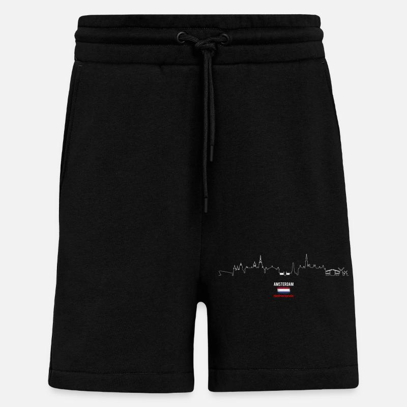 Skyline Amsterdam Heartbeat - Short bio décontracté fabriqué en UE - SOLID BLACK