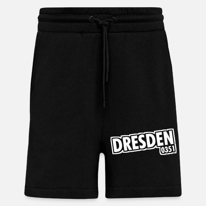 Dresde - 0351 - Indicatif régional - Saxe - Short bio décontracté fabriqué en UE - SOLID BLACK