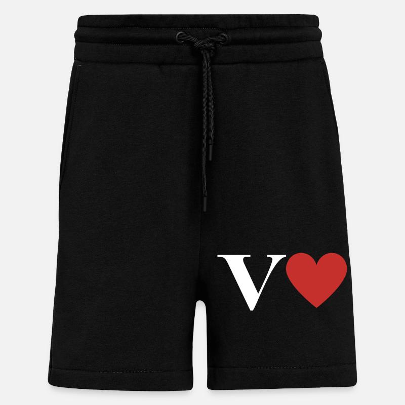 Buchstabe v rotes Herz - Shorts - made by SPREAD - SOLID BLACK