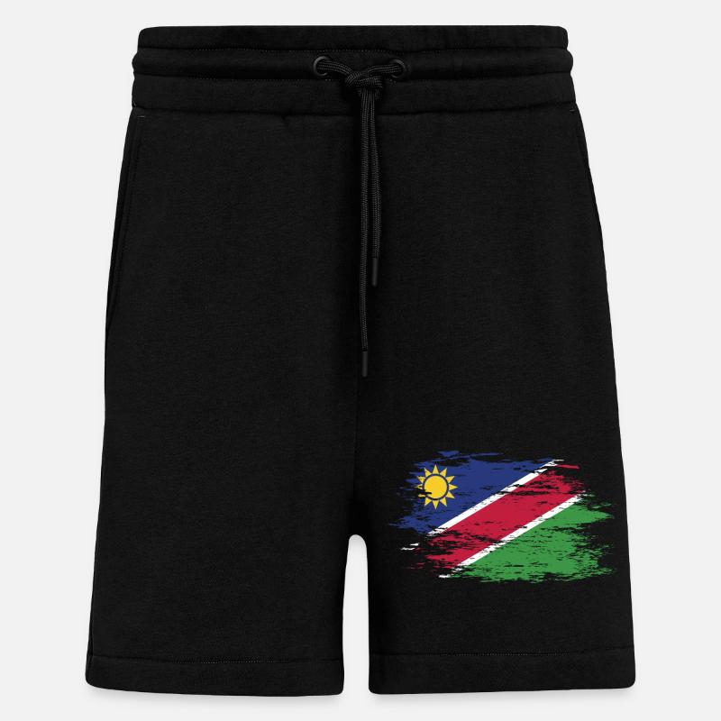 Drapeau de la Namibie utilisé - Short bio décontracté fabriqué en UE - SOLID BLACK