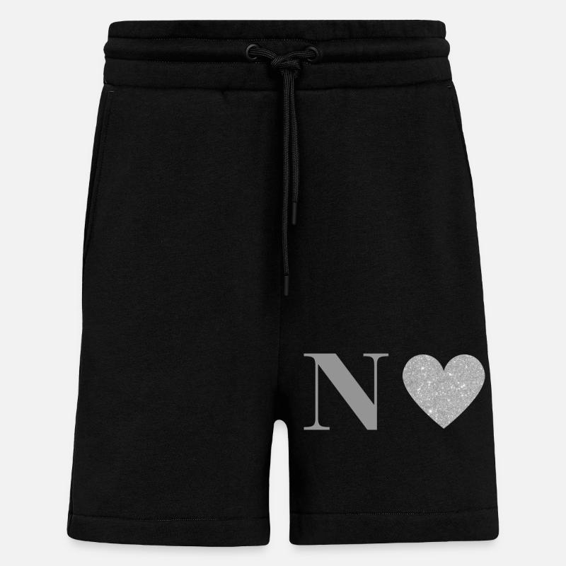 Silver Letter n Heart - Shorts - made by SPREAD - SOLID BLACK