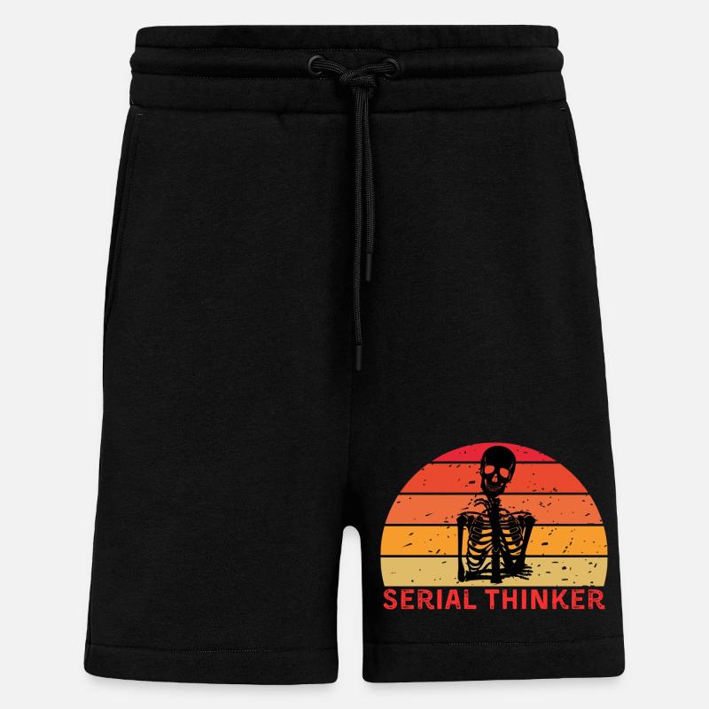 Serial Thinker Skeleton Thinking Retro Sunset - Shorts - made by SPREAD - SOLID BLACK