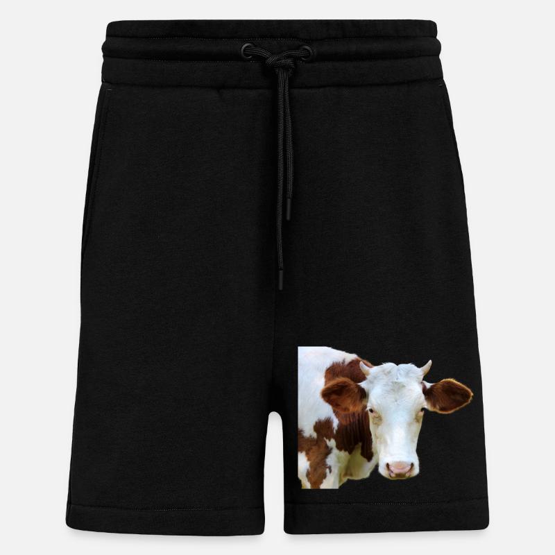 Drôle d’agriculteurs de têtes de vache de vache - Short bio décontracté fabriqué en UE - SOLID BLACK