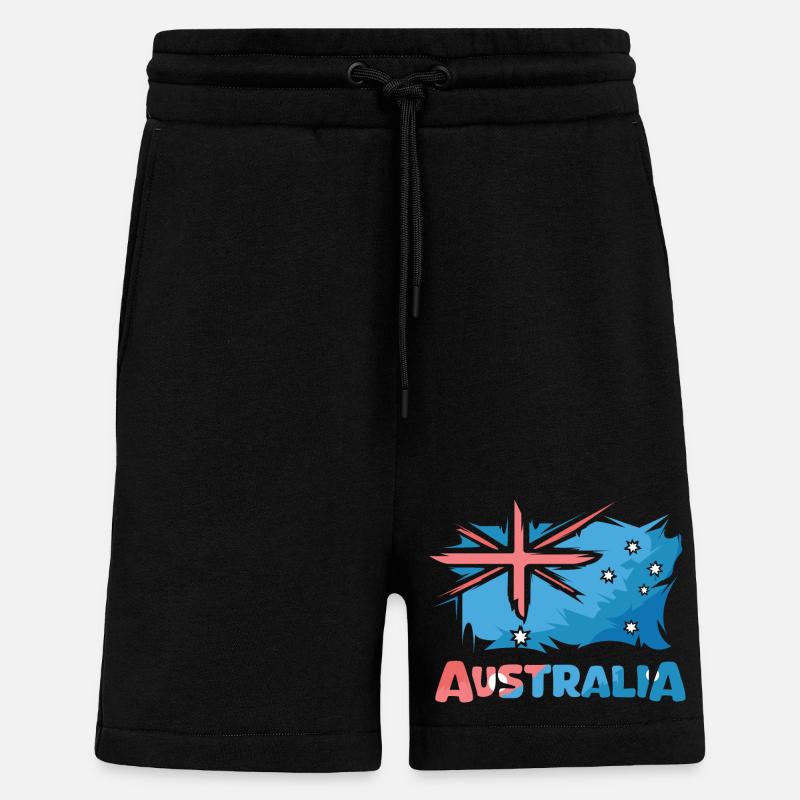 Australia Flag Comic Illustration Icon Logo - Shorts - made by SPREAD - SOLID BLACK