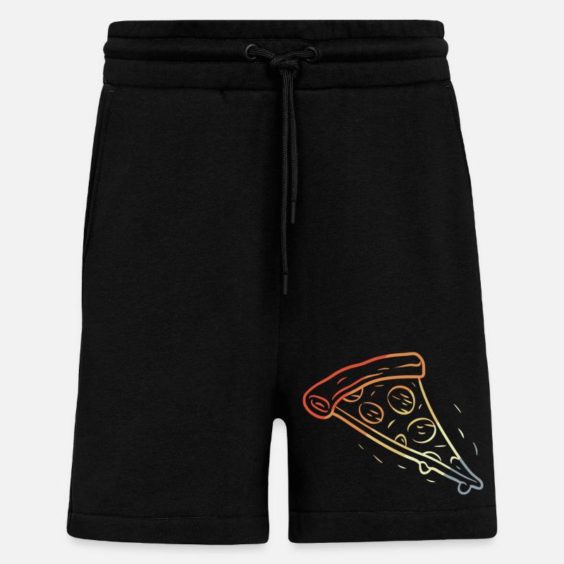 Retro Pizza Scheibe Skizze - Shorts - made by SPREAD - SOLID BLACK