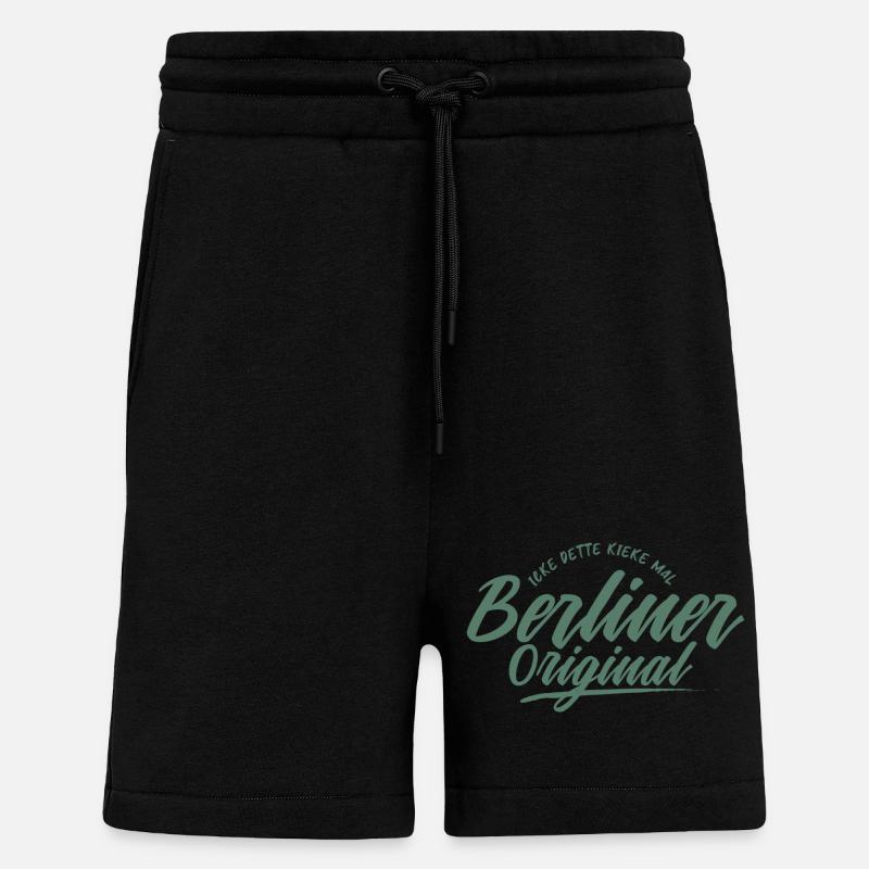 Lettrage original de Berlin - Short bio décontracté fabriqué en UE - SOLID BLACK