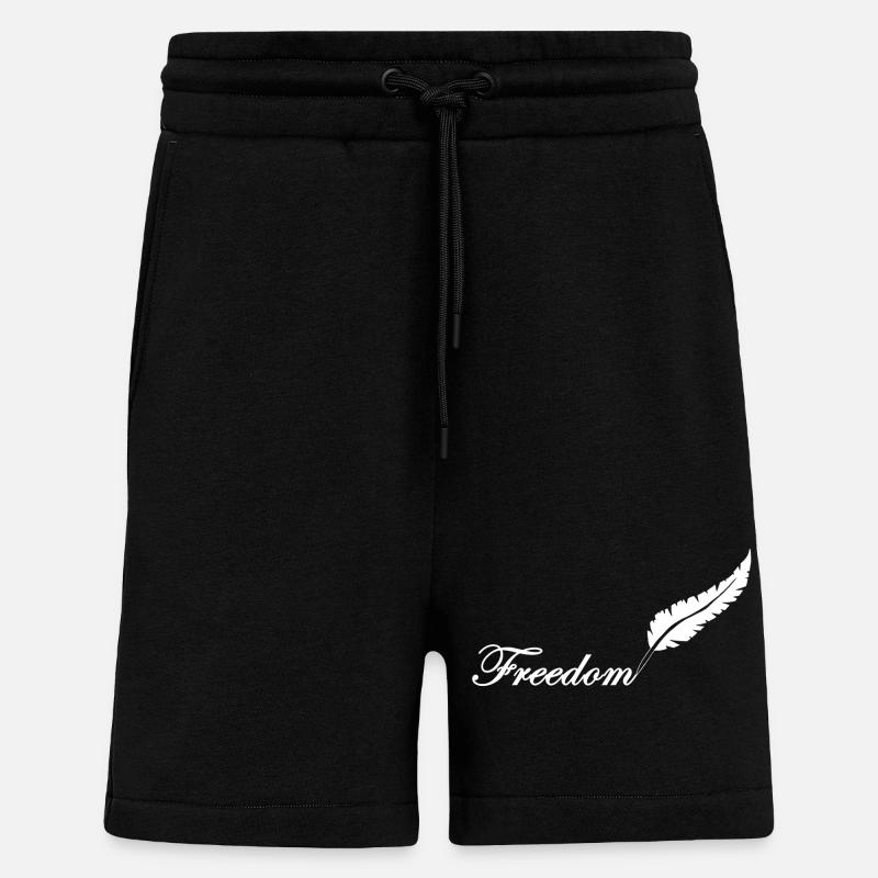 White feather and freedom - Shorts - made by SPREAD - SOLID BLACK