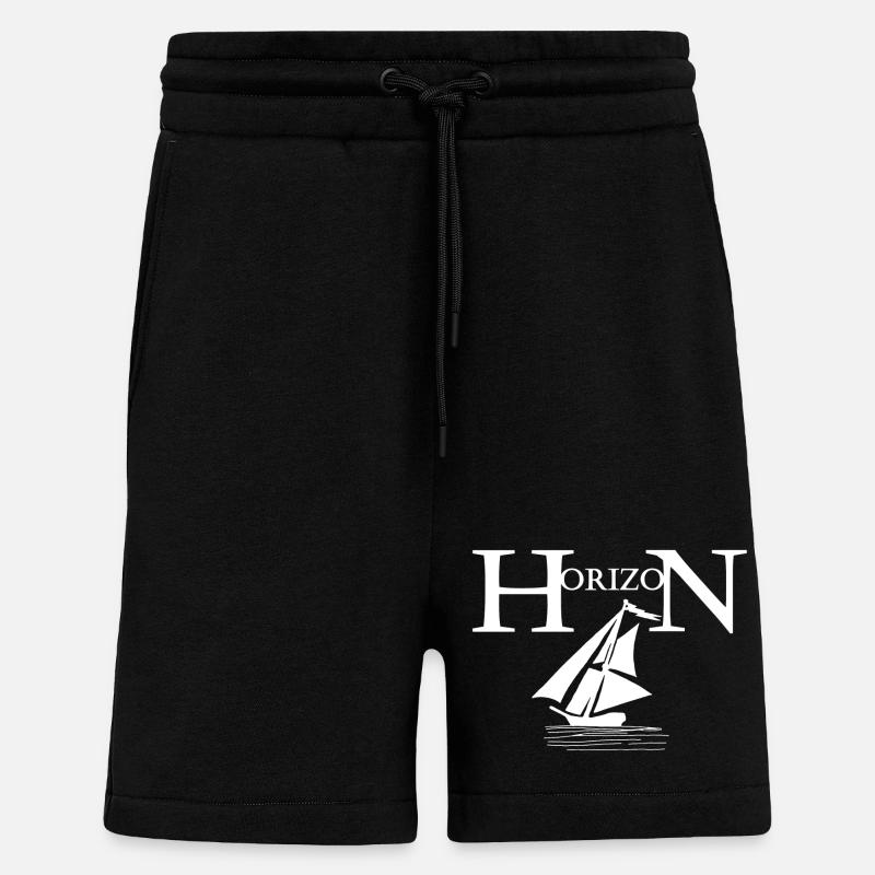 Weißes Boot und Horizont - Shorts - made by SPREAD - SOLID BLACK