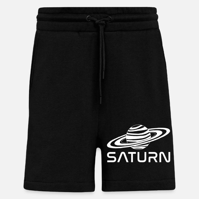 Planète saturne blanche - Short bio décontracté fabriqué en UE - SOLID BLACK