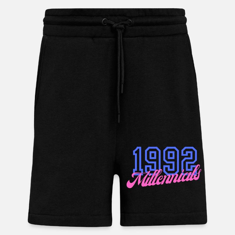 Retro 1992 Millennial Numeric Design - Shorts - made by SPREAD - SOLID BLACK