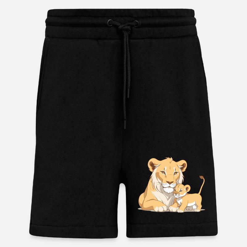 Löwenmama mit Kind - Shorts - made by SPREAD - SOLID BLACK