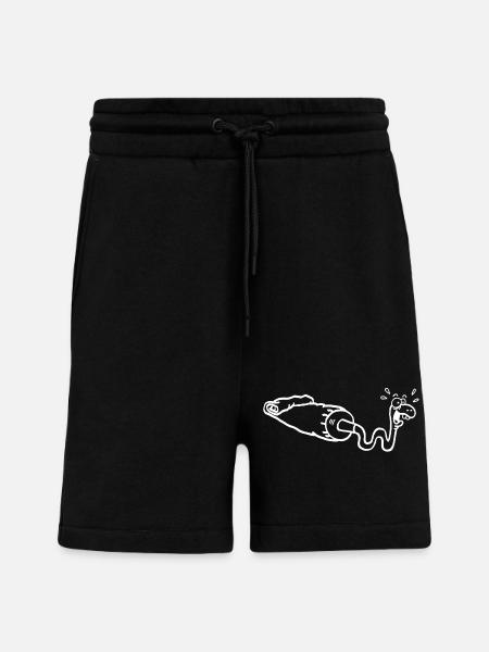 White snake and gouache tube - Shorts - made by SPREAD - SOLID BLACK