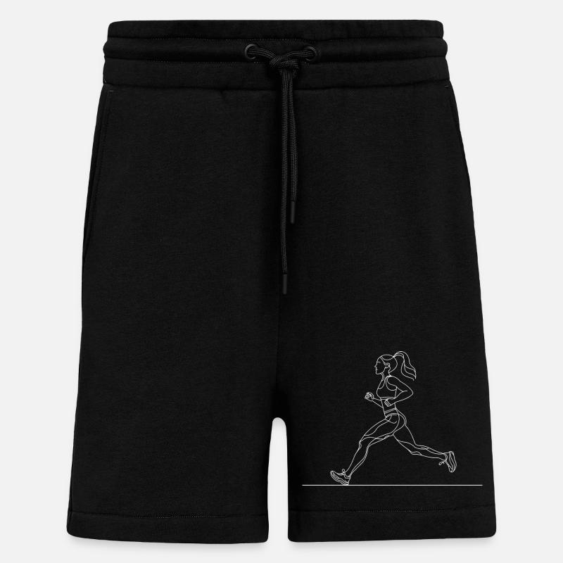 Dessin au trait du coureur - Short bio décontracté fabriqué en UE - SOLID BLACK