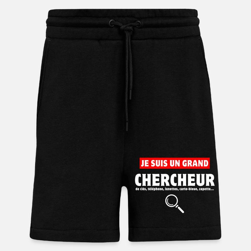chercher, chercheur, perdre ses clés - Short bio décontracté fabriqué en UE - SOLID BLACK
