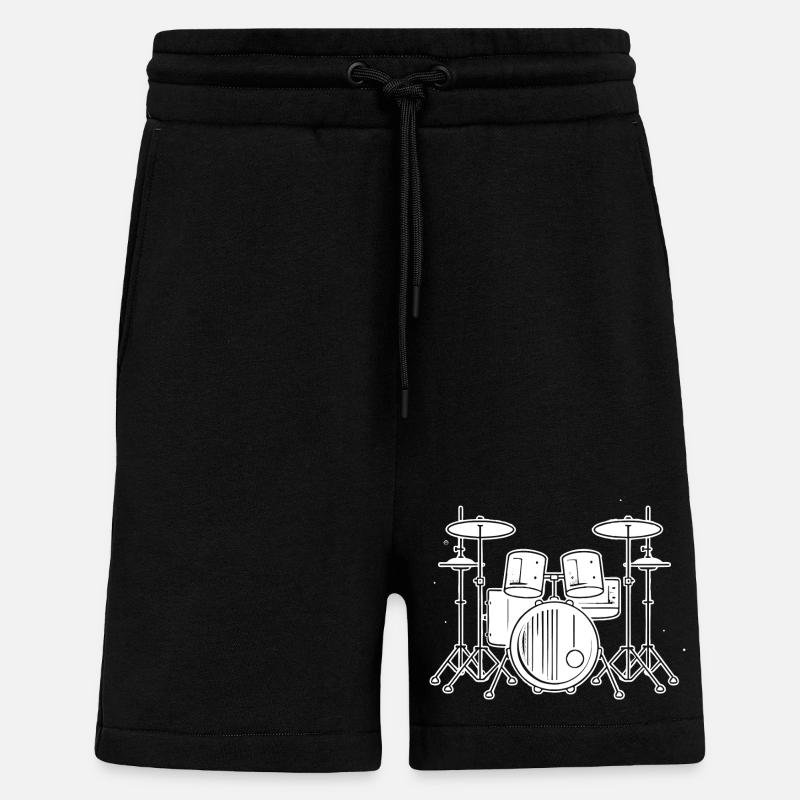 Drum Set Drawing - Shorts - made by SPREAD - SOLID BLACK