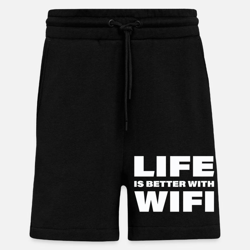 LIFE IS BETTER WITH WIFI - Shorts - made by SPREAD - SOLID BLACK