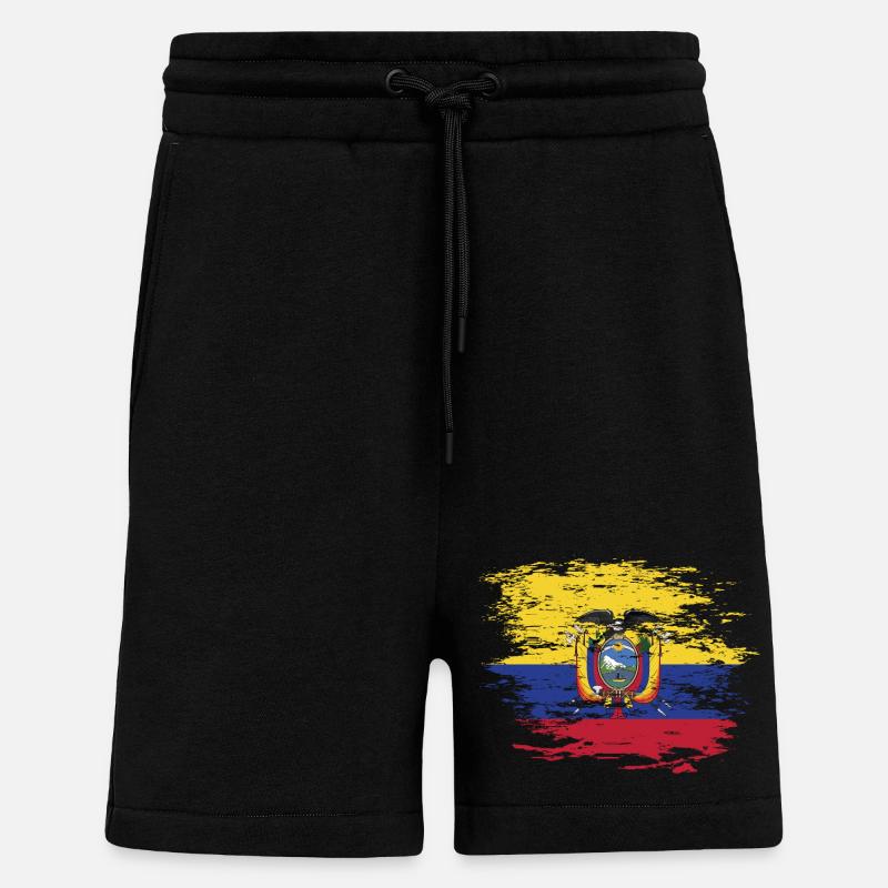 Drapeau de l'Équateur utilisé - Short bio décontracté fabriqué en UE - SOLID BLACK