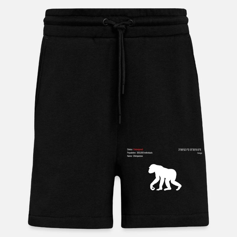 Chimpanzé - Short bio décontracté fabriqué en UE - SOLID BLACK