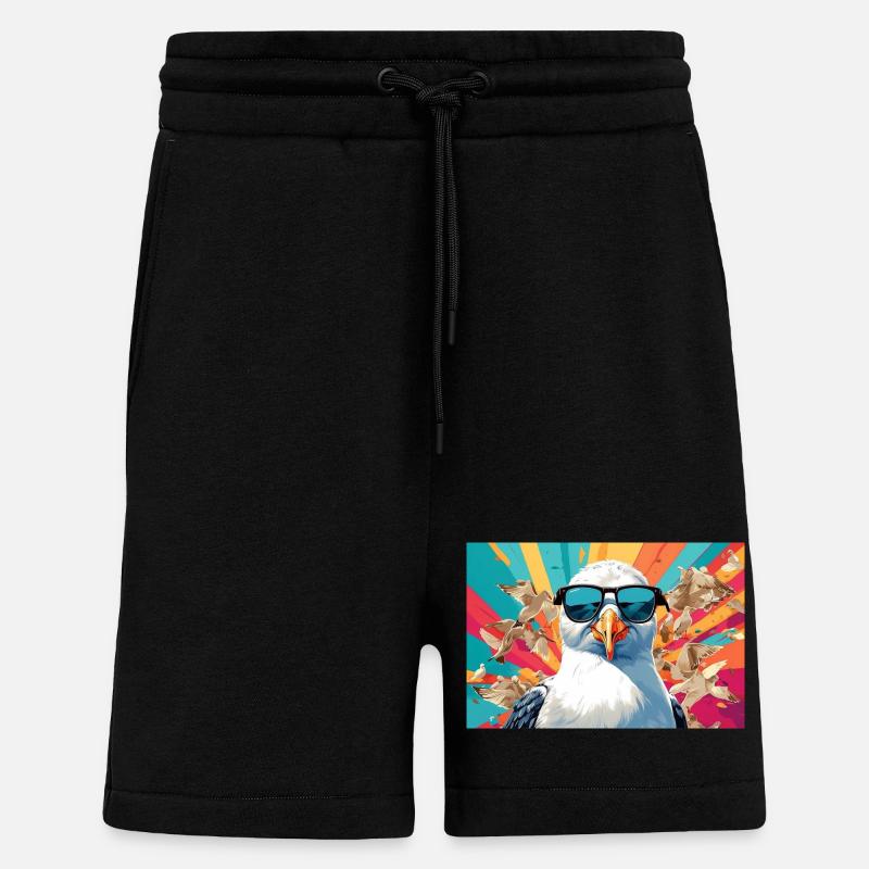 Coole Möwe im Getümmel - Shorts - made by SPREAD - SOLID BLACK
