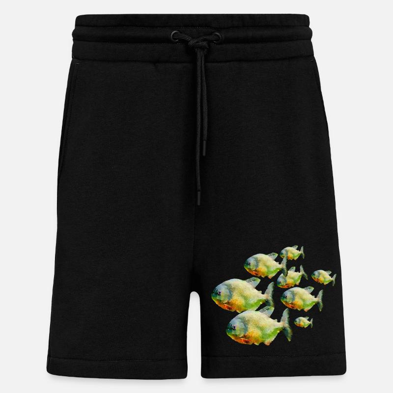Poisson dans un banc - Short bio décontracté fabriqué en UE - SOLID BLACK
