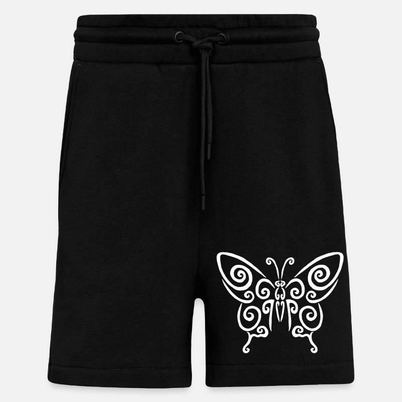 Symbole d'un papillon blanc - Short bio décontracté fabriqué en UE - SOLID BLACK