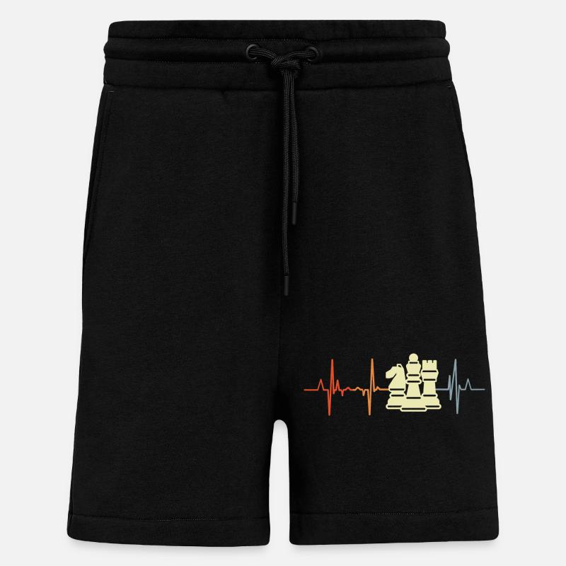 Pièces d’échecs Cardiogramme - Short bio décontracté fabriqué en UE - SOLID BLACK