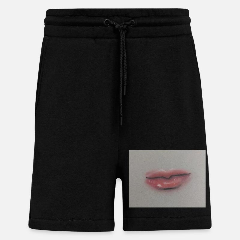 Expressive Lippenkunst auf Graufolie - Shorts - made by SPREAD - SOLID BLACK