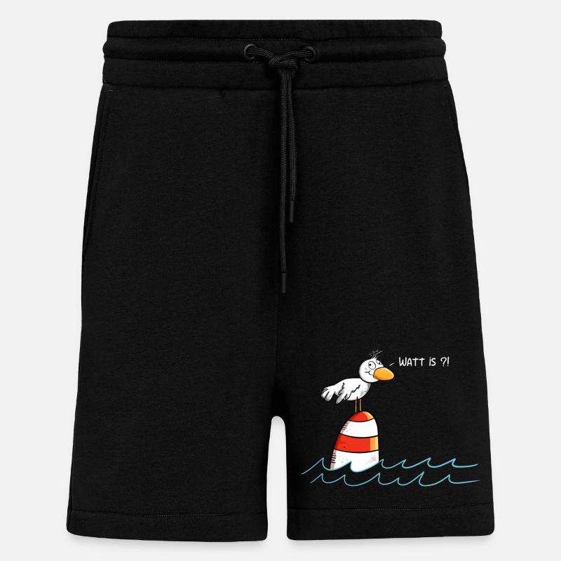 Drollige Möwe Watt Is - Shorts - made by SPREAD - SOLID BLACK
