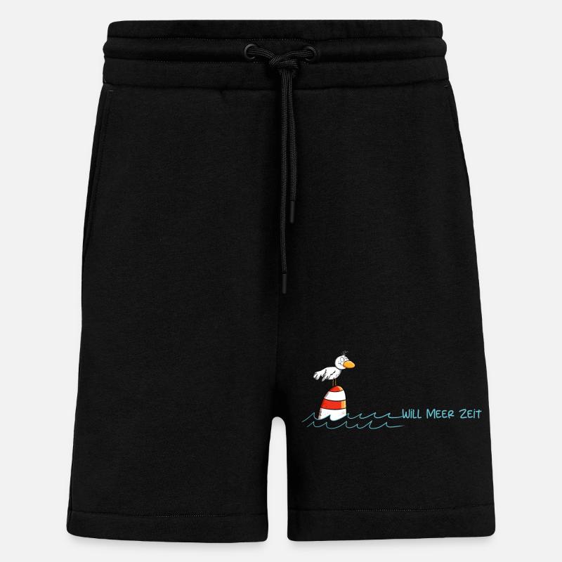 Drollige Möwe Will Meer Zeit - Shorts - made by SPREAD - SOLID BLACK