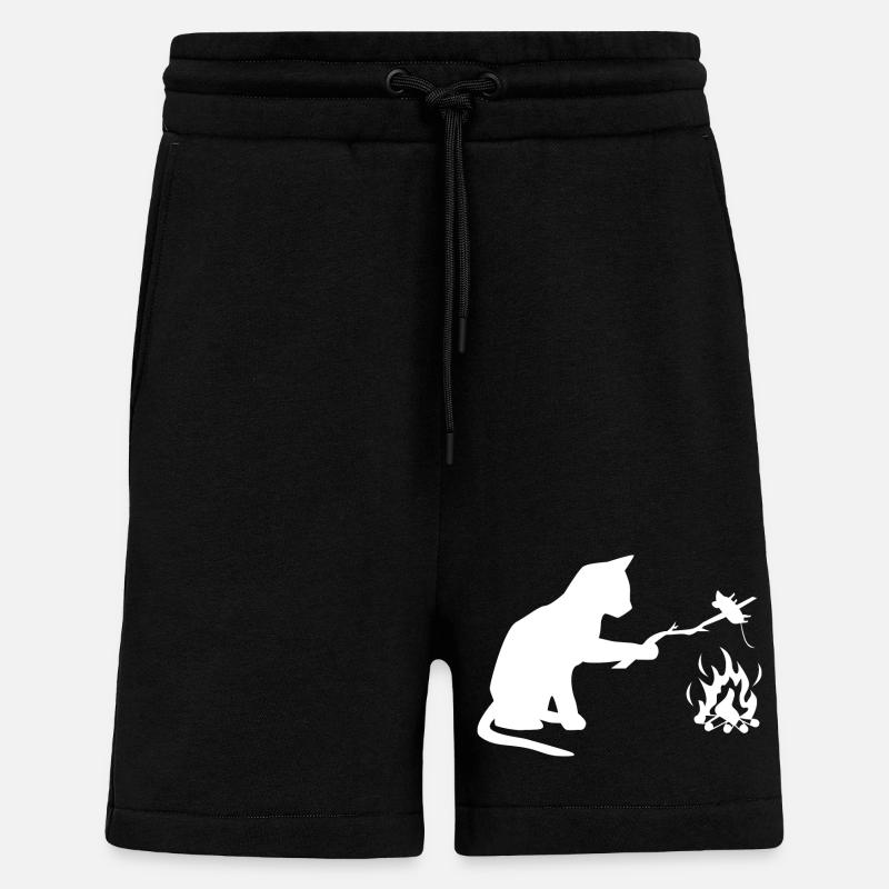 Chat au barbecue, camping, BBQ - Short bio décontracté fabriqué en UE - SOLID BLACK