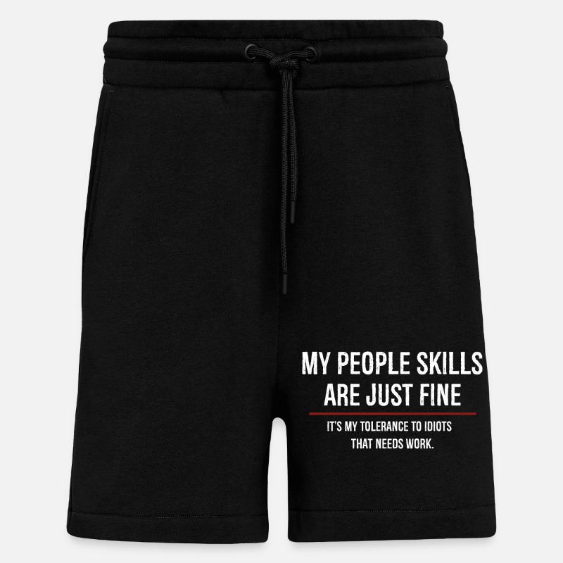 Mes compétences relationnelles sont très bien - Short bio décontracté fabriqué en UE - SOLID BLACK