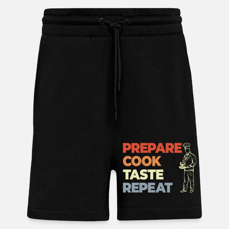 Préparer Cuire Goûter Répéter - Short bio décontracté fabriqué en UE - SOLID BLACK