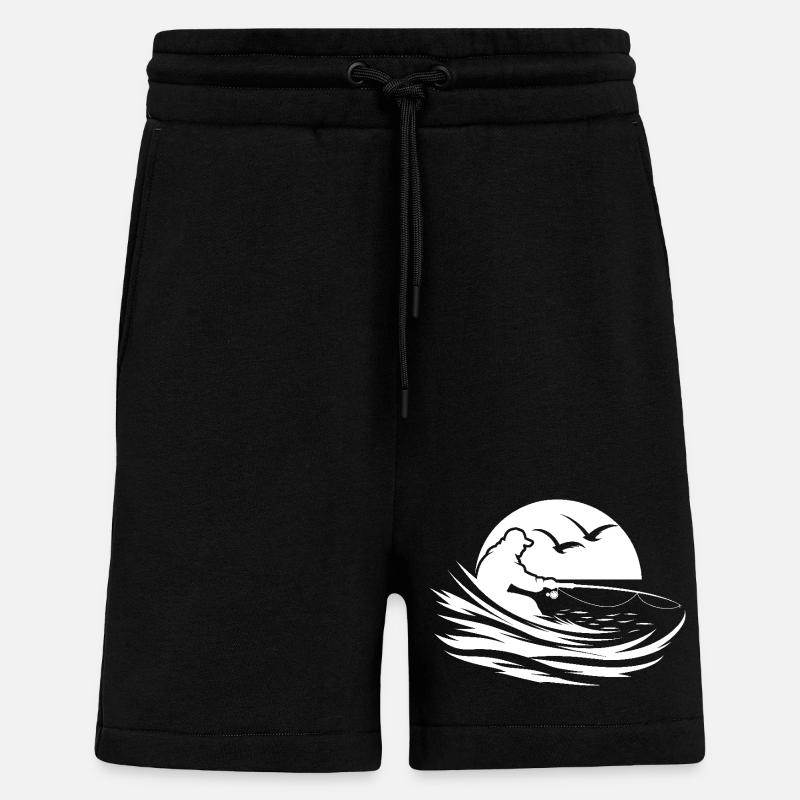 Graphique de pêche - Short bio décontracté fabriqué en UE - SOLID BLACK