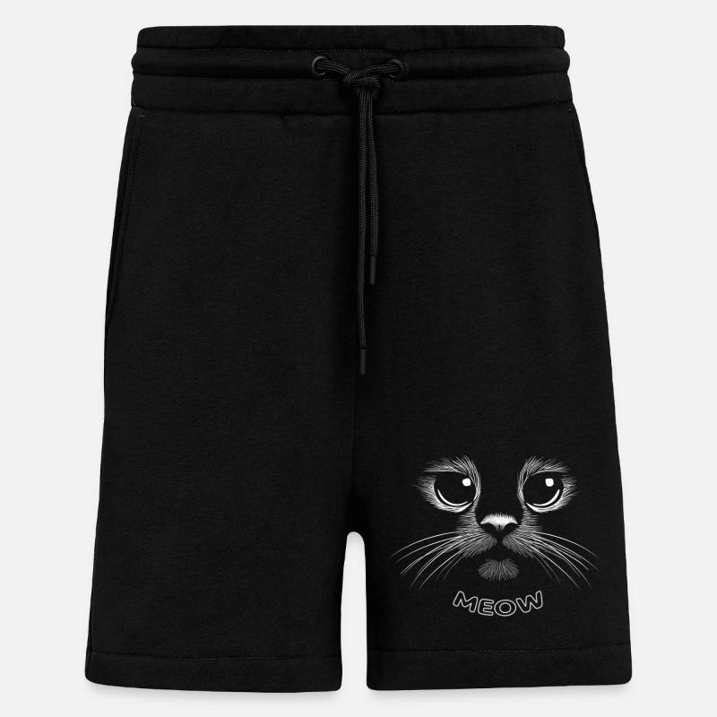 Mignon visage de chat - MIAOU - Short bio décontracté fabriqué en UE - SOLID BLACK
