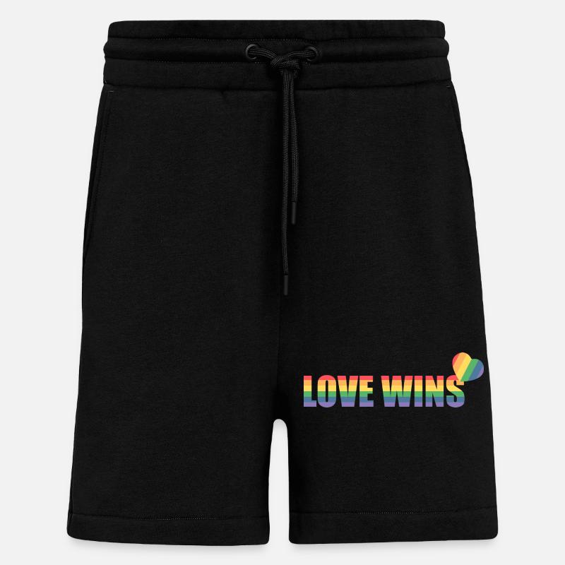 Bunter Regenbogen Herz mit Liebesbotschaft - Shorts - made by SPREAD - SOLID BLACK