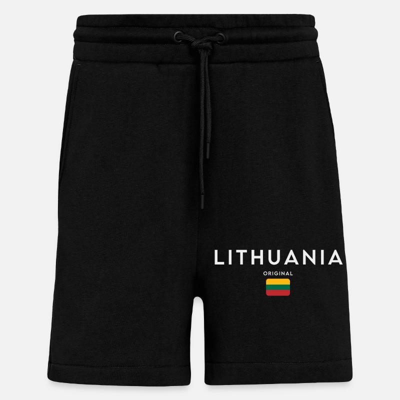 Drapeau lituanien, fierté lituanienne - Short bio décontracté fabriqué en UE - SOLID BLACK