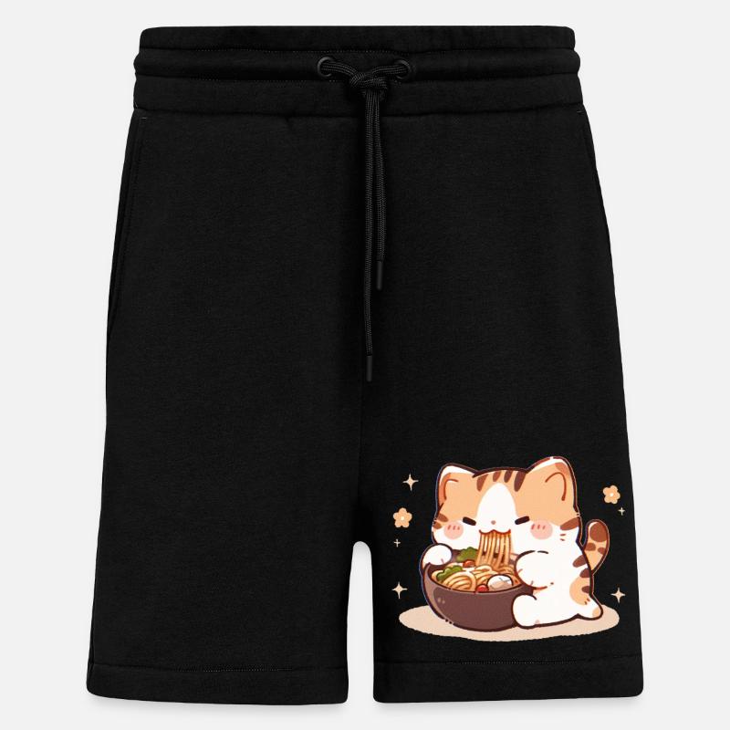 Katze isst Spaghetti Meme - Shorts - made by SPREAD - SOLID BLACK