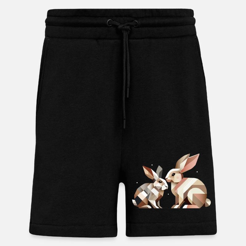 Zwei Hasen in geometrischer Darstellung - Shorts - made by SPREAD - SOLID BLACK