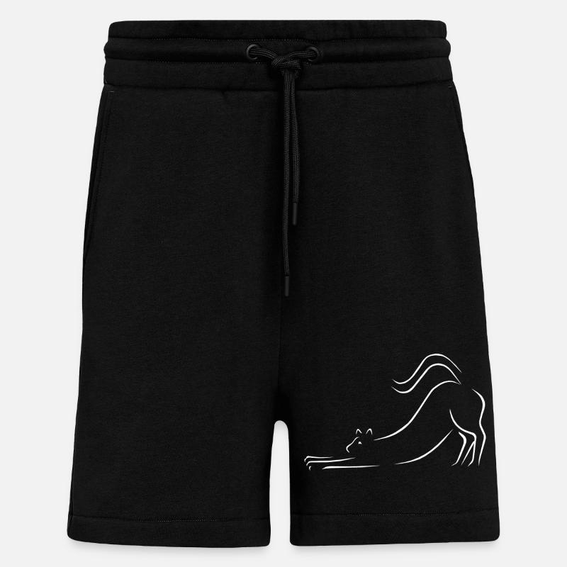 Cat line art drawing - Shorts - made by SPREAD - SOLID BLACK