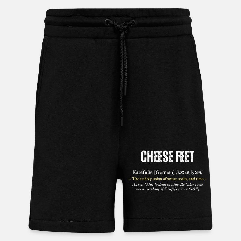 "Cheese Feet" definition with wit - Shorts - made by SPREAD - SOLID BLACK