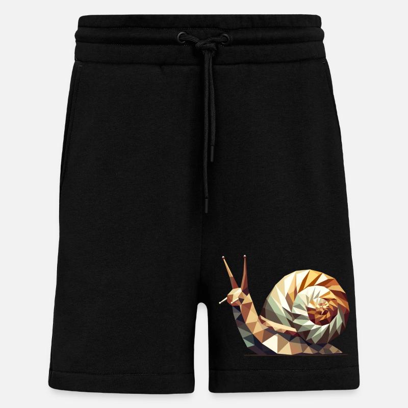 Geometric Snail – Stylized Low-Poly Art - Shorts - made by SPREAD - SOLID BLACK