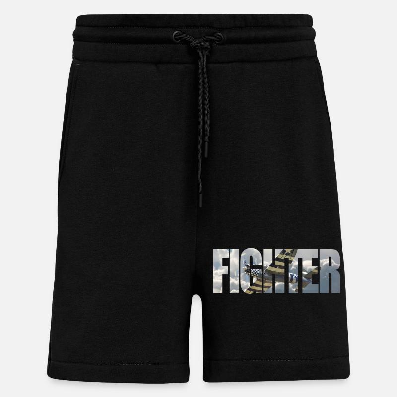 Fighter P-47 Thunderbolt - Shorts - made by SPREAD - SOLID BLACK
