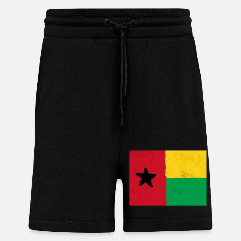 Drapeau de la Guinée-Bissau – Étoile de l’Afrique - Short bio décontracté fabriqué en UE - SOLID BLACK