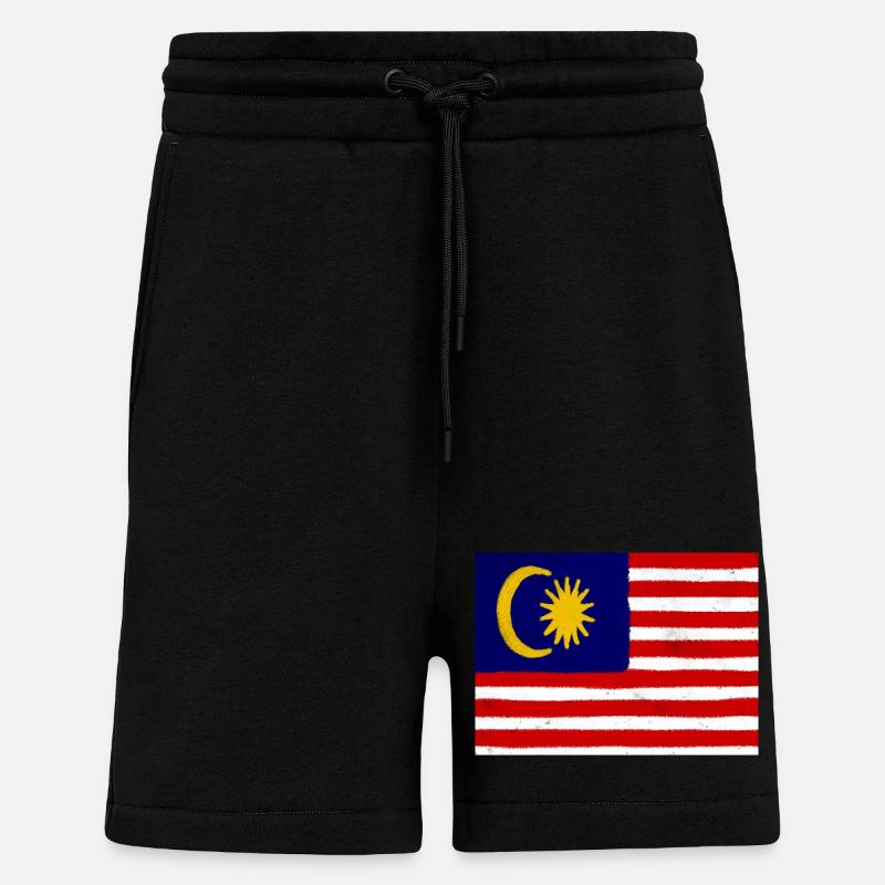 Drapeau de la Malaisie - Short bio décontracté fabriqué en UE - SOLID BLACK