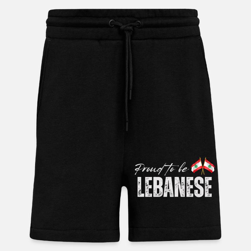 Libanais fier, j’aime le Liban - Short bio décontracté fabriqué en UE - SOLID BLACK