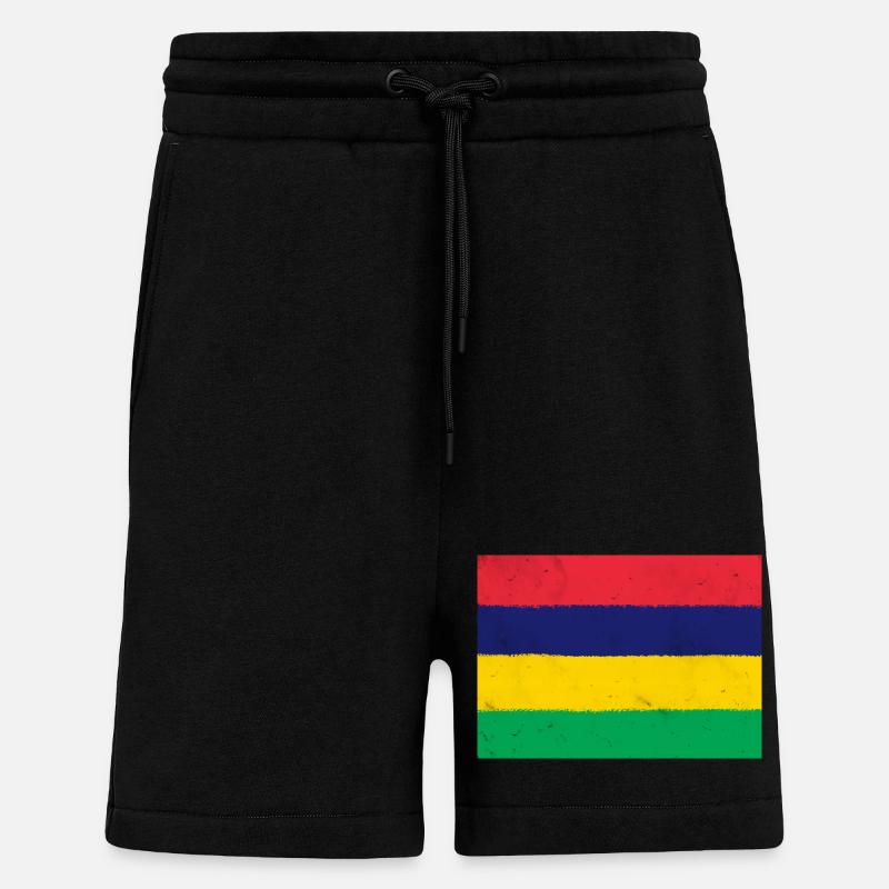 Drapeau de l’île Maurice - Short bio décontracté fabriqué en UE - SOLID BLACK