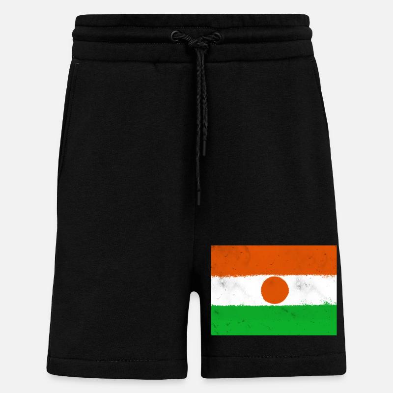 Drapeau du Niger - Short bio décontracté fabriqué en UE - SOLID BLACK